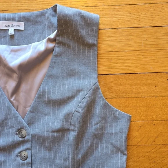 Heartloom, Light Gray Pinstripe Vest, EUC, Women's L - Picture 6 of 13
